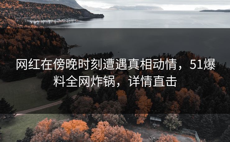 网红在傍晚时刻遭遇真相动情，51爆料全网炸锅，详情直击