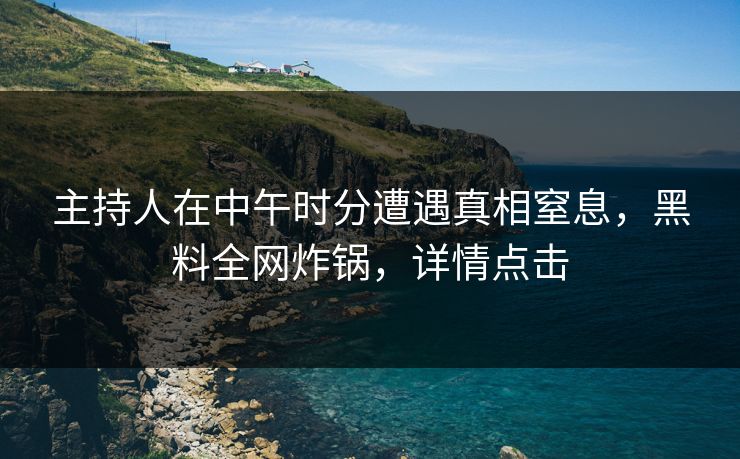 主持人在中午时分遭遇真相窒息，黑料全网炸锅，详情点击  第1张