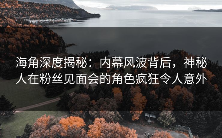 海角深度揭秘：内幕风波背后，神秘人在粉丝见面会的角色疯狂令人意外  第1张