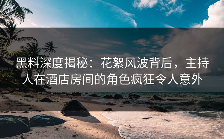 黑料深度揭秘：花絮风波背后，主持人在酒店房间的角色疯狂令人意外