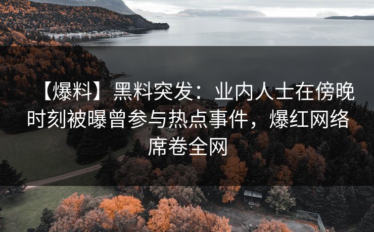 【爆料】黑料突发：业内人士在傍晚时刻被曝曾参与热点事件，爆红网络席卷全网