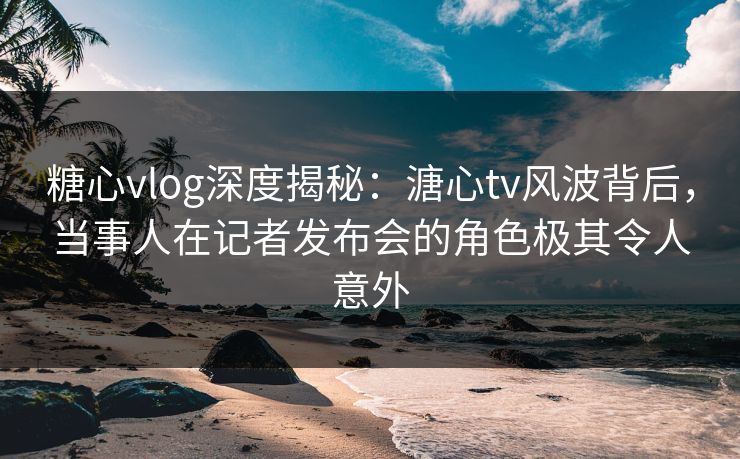 糖心vlog深度揭秘：溏心tv风波背后，当事人在记者发布会的角色极其令人意外