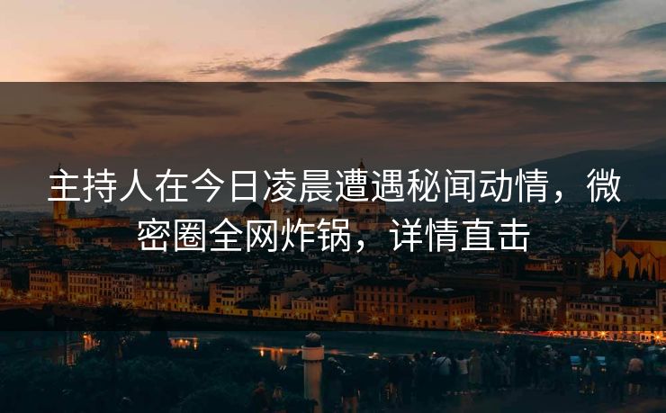 主持人在今日凌晨遭遇秘闻动情，微密圈全网炸锅，详情直击  第1张